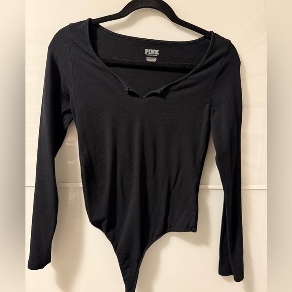 PINK Victoria's Secret Tops - PINK Victoria's Secret Black V-Neck Bodysuit